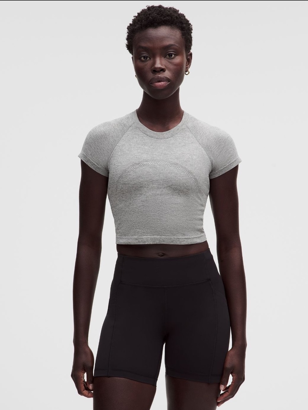 Swiftly Tech Cropped Short-Sleeve
Shirt 2.0 in Slate/White